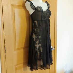 Karen Millen STUNNING Black & Nude Lace Dress